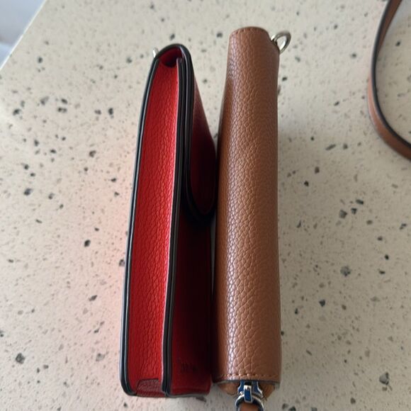Calvin Klein Brown and Orange/Red Set Wallet and Phone Holder Crossbody Bags - Picture 10 of 14